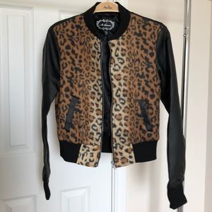 Leopard print faux leather jacket